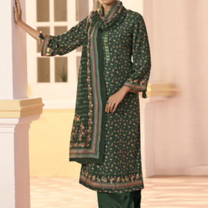 Stylee Lifestyle Green Muslin Printed Dress Material