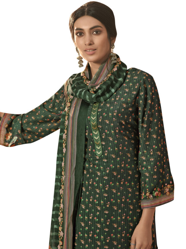 Stylee Lifestyle Green Muslin Printed Dress Material