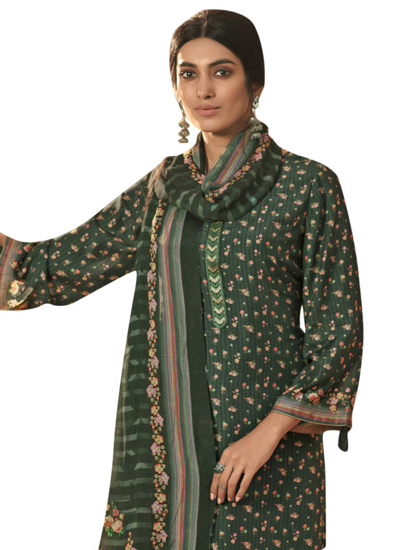 Stylee Lifestyle Green Muslin Printed Dress Material