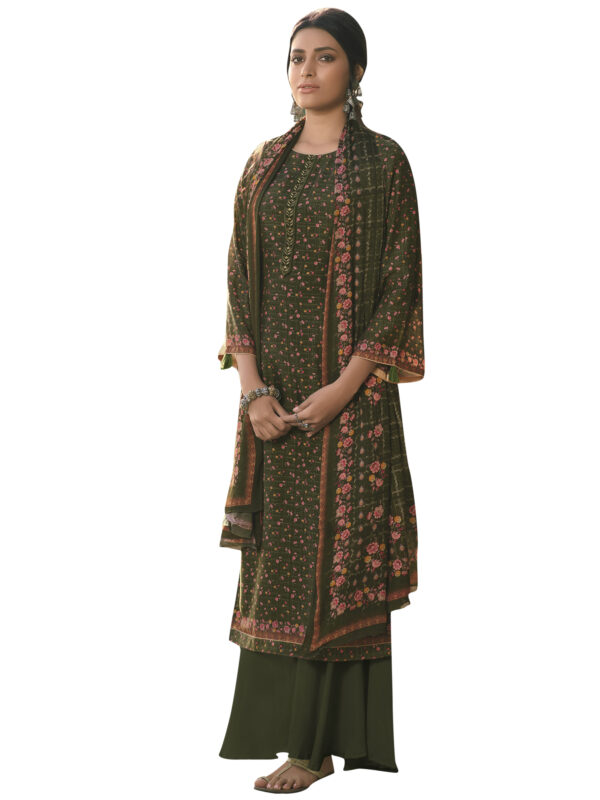 Stylee Lifestyle Green Muslin Printed Dress Material