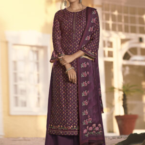 Stylee Lifestyle Purple Muslin Printed Dress Material