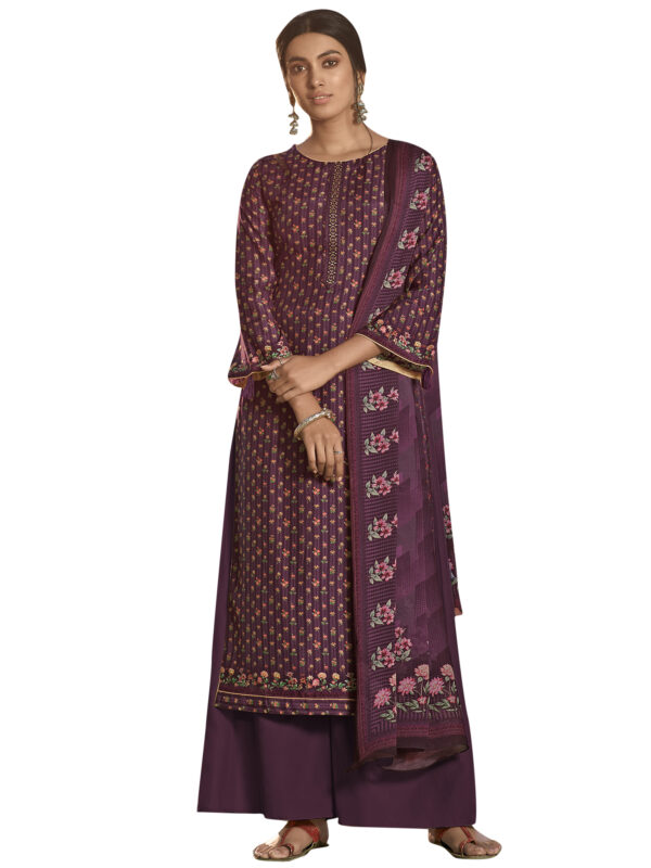 Stylee Lifestyle Purple Muslin Printed Dress Material