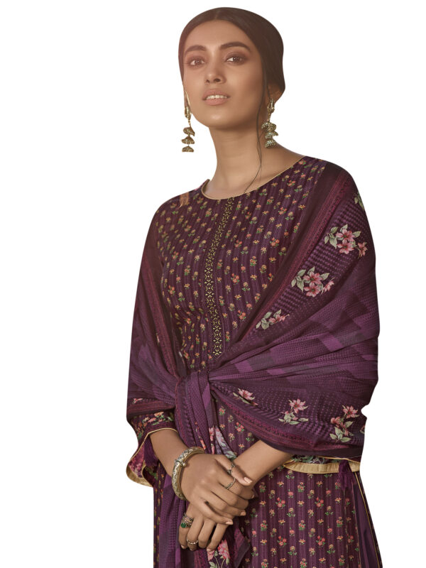 Stylee Lifestyle Purple Muslin Printed Dress Material