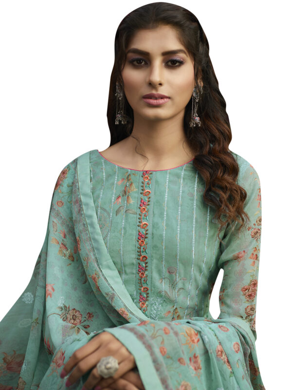 Stylee Lifestyle Sky Blue Georgette Embroidered Dress Material