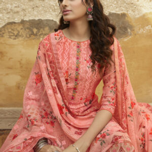 Stylee Lifestyle Pink Georgette Embroidered Dress Material