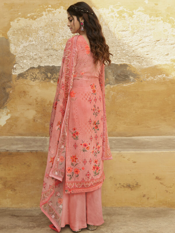 Stylee Lifestyle Pink Georgette Embroidered Dress Material