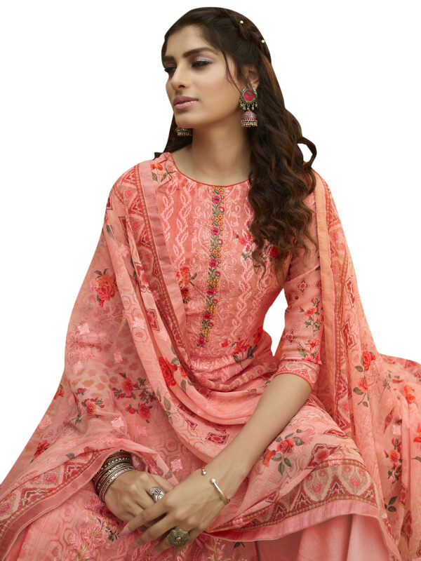 Stylee Lifestyle Pink Georgette Embroidered Dress Material