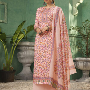 Stylee Lifestyle Pink Jam Satin Printed Dress Material