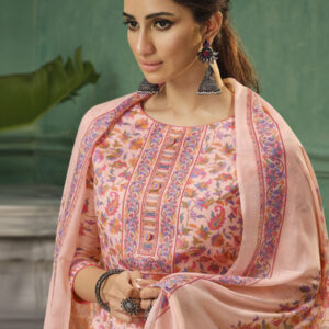 Stylee Lifestyle Pink Jam Satin Printed Dress Material