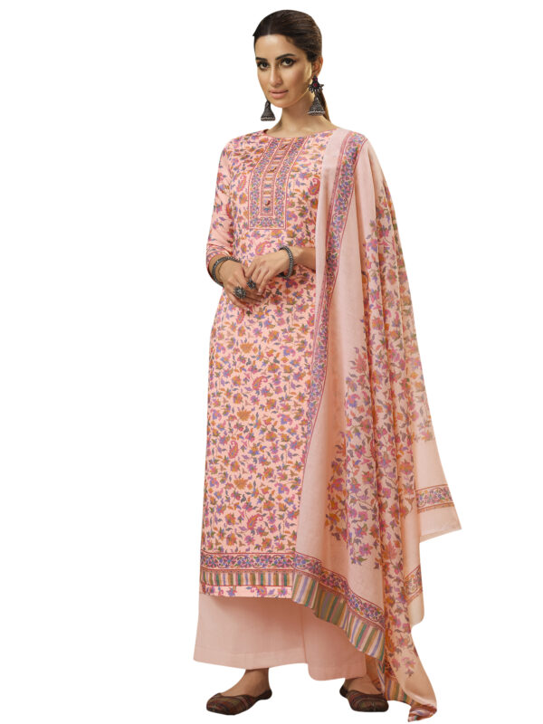 Stylee Lifestyle Pink Jam Satin Printed Dress Material