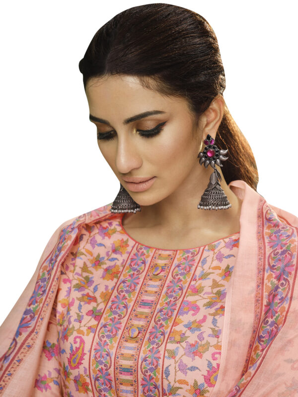 Stylee Lifestyle Pink Jam Satin Printed Dress Material