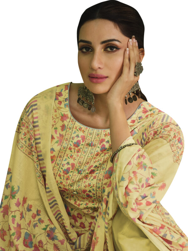 Stylee Lifestyle Yellow Jam Satin Printed Dress Material