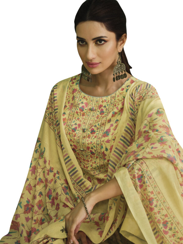 Stylee Lifestyle Yellow Jam Satin Printed Dress Material