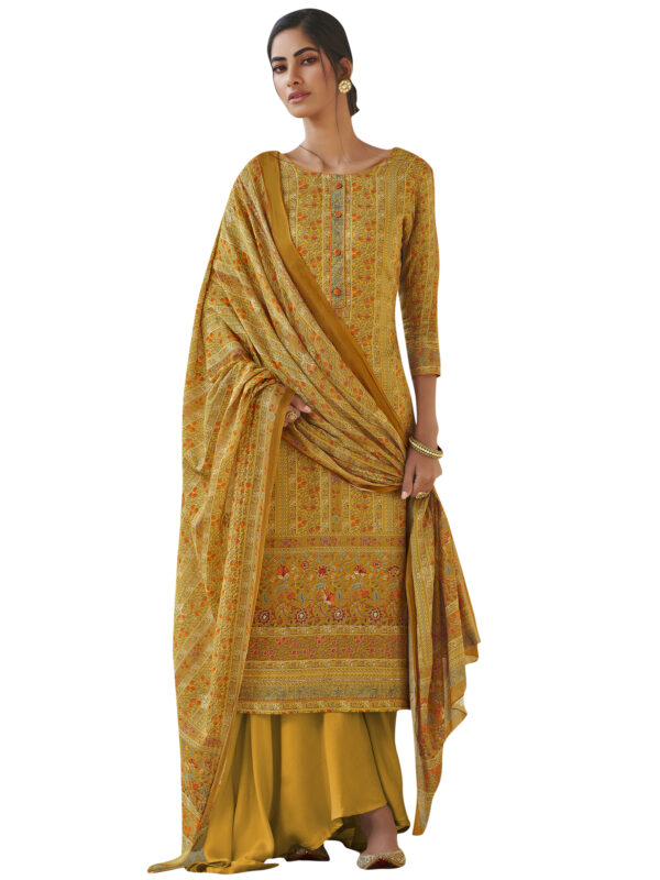 Stylee Lifestyle Yellow Jam Satin Printed Dress Material