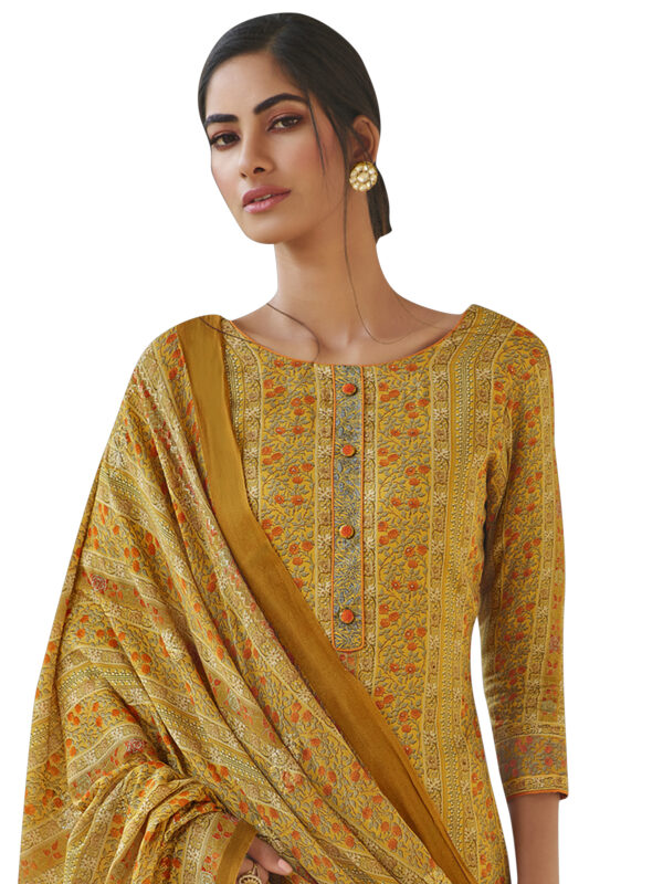 Stylee Lifestyle Yellow Jam Satin Printed Dress Material