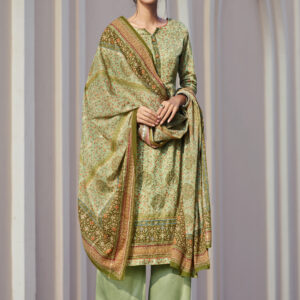 Stylee Lifestyle Green Jam Satin Printed Dress Material