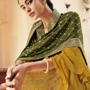 Stylee Lifestyle Yellow Chinon Chiffon Embroidered Dress Material