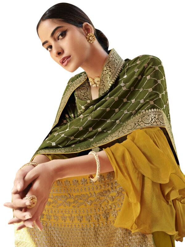 Stylee Lifestyle Yellow Chinon Chiffon Embroidered Dress Material