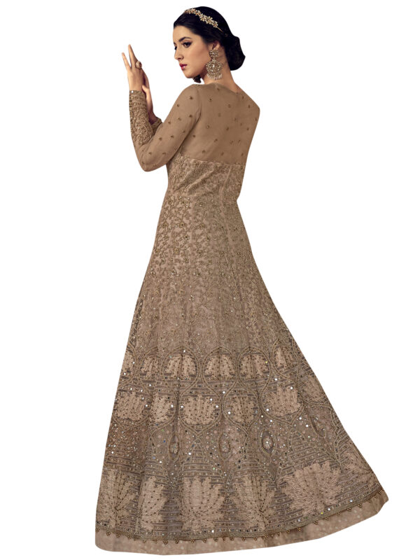 Stylee Lifestyle Beige Net Embroidered Dress Material