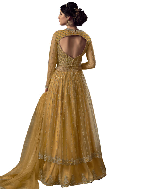 Stylee Lifestyle Yellow Net Embroidered Dress Material