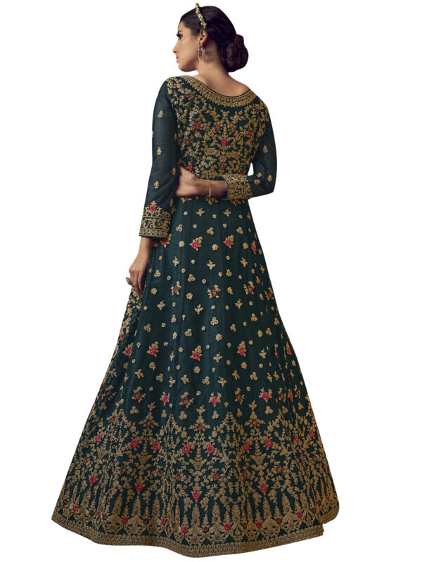 Stylee Lifestyle Green Net Embroidered Dress Material