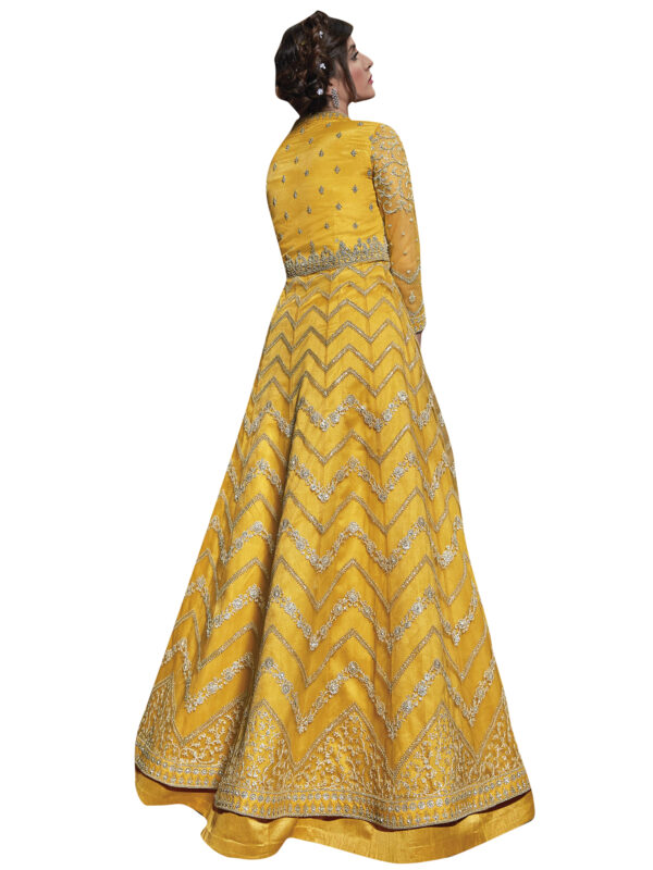 Stylee Lifestyle Yellow Net Embroidered Dress Material