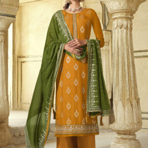 Stylee Lifestyle Yellow Art Silk Embroidered Dress Material