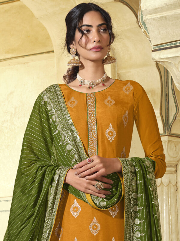 Stylee Lifestyle Yellow Art Silk Embroidered Dress Material