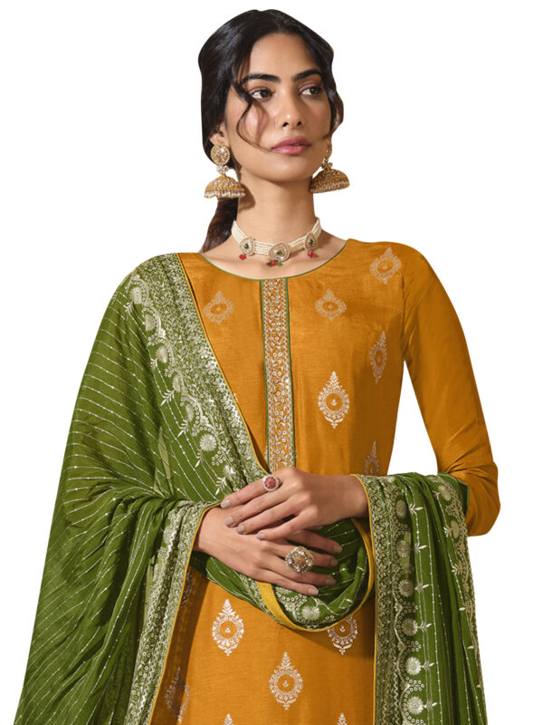 Stylee Lifestyle Yellow Art Silk Embroidered Dress Material