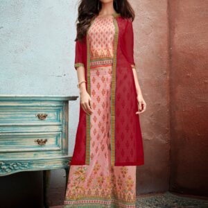 Pink Muslin Printed Kurti