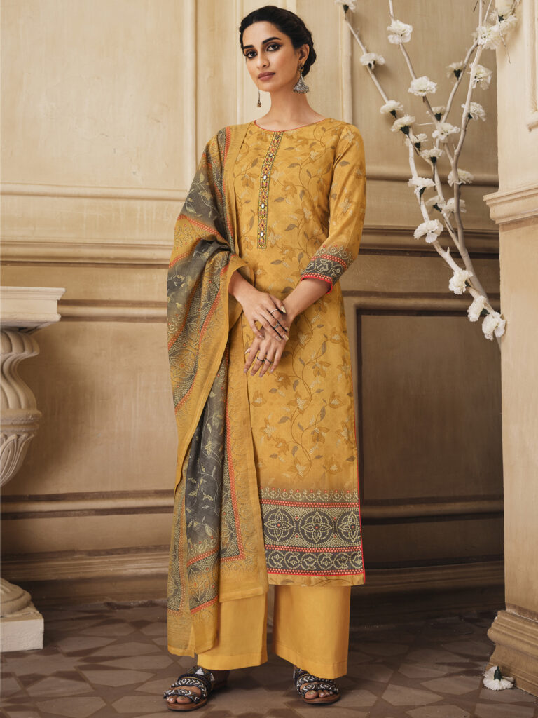 Resham Thread mirror work Smoke Dyeing Bandhani (Unstitched) main image 1