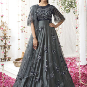 Designer Floral Resham Thread Work With Cording Work & Sequin (Gown Style)