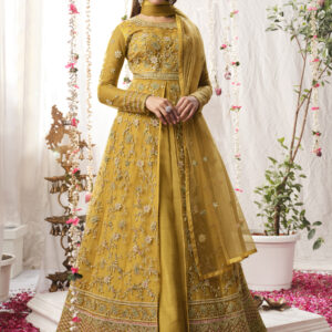 Elegant Contrast Floral Chain Stitch Work With Sequin (Gown Style)