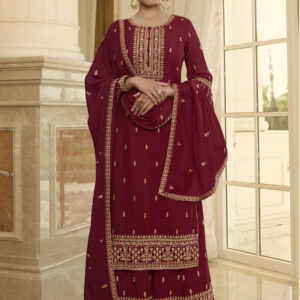 Designer Contrast Floral Resham Thread Work With Jari & Sequin, Sharara Bottom