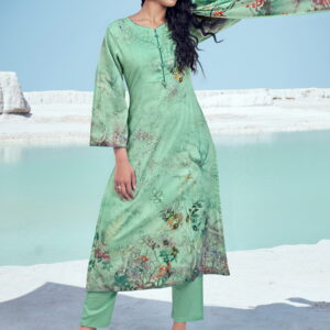 Allover Contrast Floral Digital Print With Mirror Work & Digital Printed Dupatta