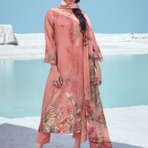 Allover Contrast Floral Digital Print With Mirror Work & Digital Printed Dupatta