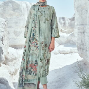 Allover Contrast Floral Digital Print With Mirror Work & Digital Printed Dupatta