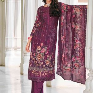 Allover Contrast Floral Digital Print With Resham Thread Work & Sequin
