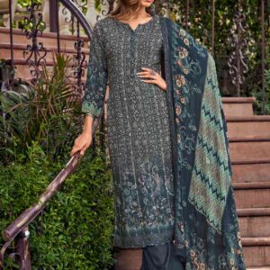 Allover Contrast Floral Digital Print With Resham Thread Work & Sequin