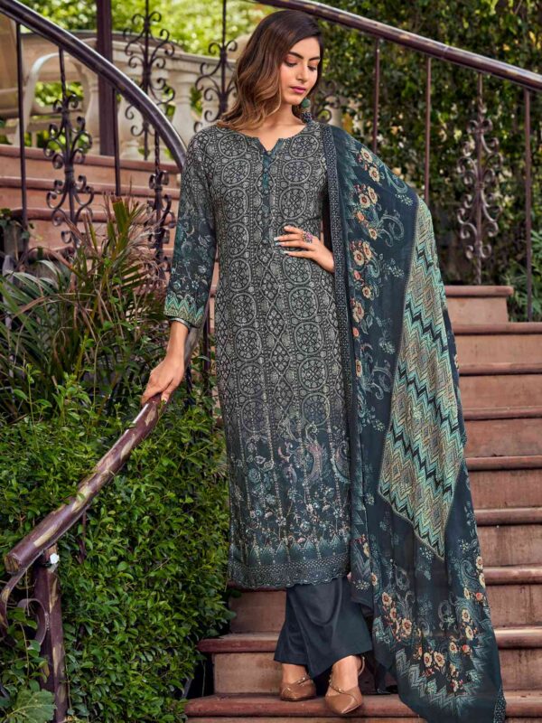 Allover Contrast Floral Digital Print With Resham Thread Work & Sequin