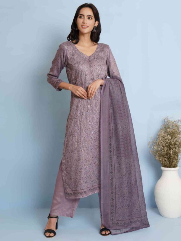 Allover Contrast Floral Digital Print With Resham Thread Work & Sequin