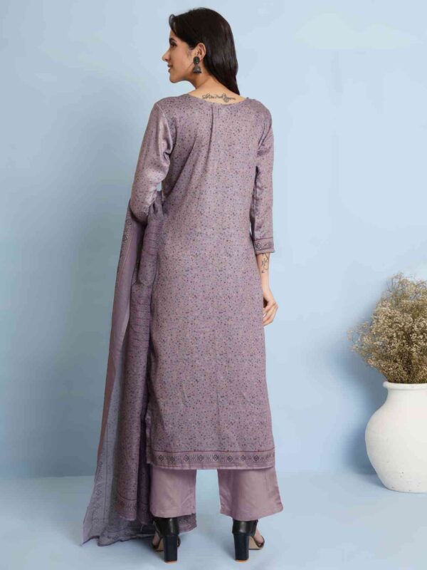 Allover Contrast Floral Digital Print With Resham Thread Work & Sequin - Image 3