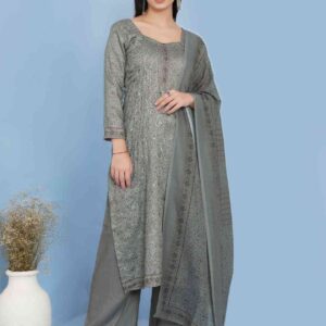 Allover Contrast Floral Digital Print With Resham Thread Work & Sequin