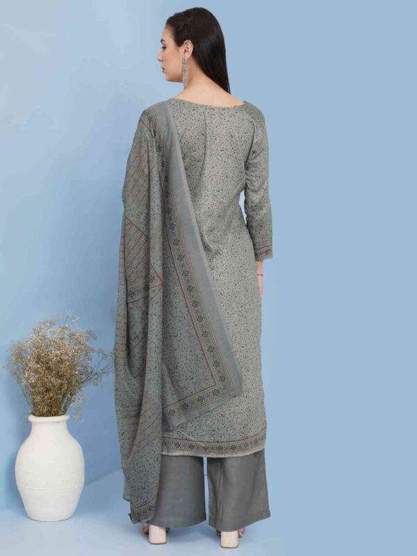 Allover Contrast Floral Digital Print With Resham Thread Work & Sequin - Image 3