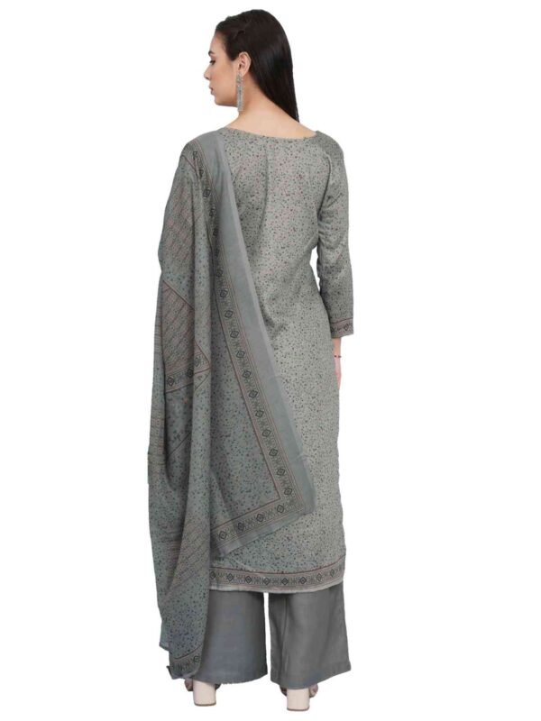 Allover Contrast Floral Digital Print With Resham Thread Work & Sequin - Image 6