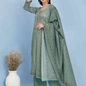 Allover Contrast Floral Digital Print With Resham Thread Work & Sequin