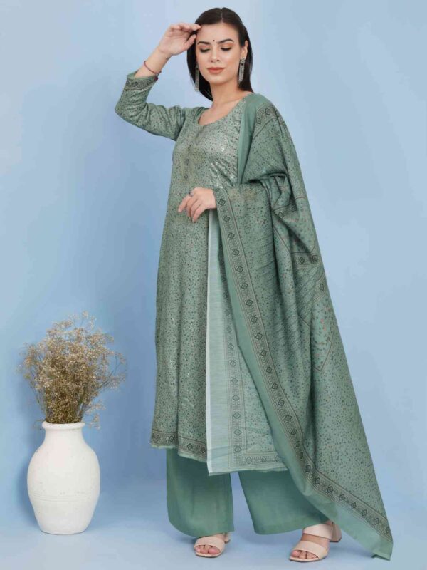 Allover Contrast Floral Digital Print With Resham Thread Work & Sequin