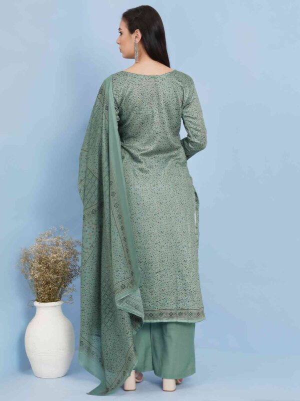 Allover Contrast Floral Digital Print With Resham Thread Work & Sequin - Image 3