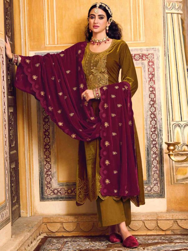 Elegant Contrast Resham Thread Work With Jari & Cut Work - Image 2