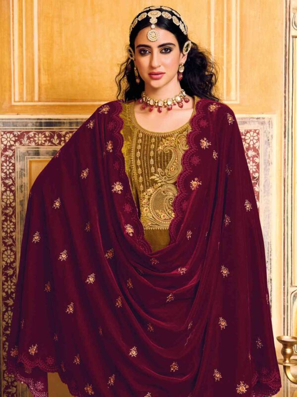 Elegant Contrast Resham Thread Work With Jari & Cut Work - Image 4